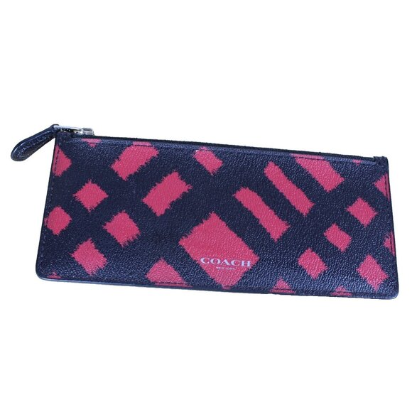 Coach Zip Pouch Wallet Clutch Modern Preppy Minimalist Red Black Graphic Logo - Picture 1 of 4
